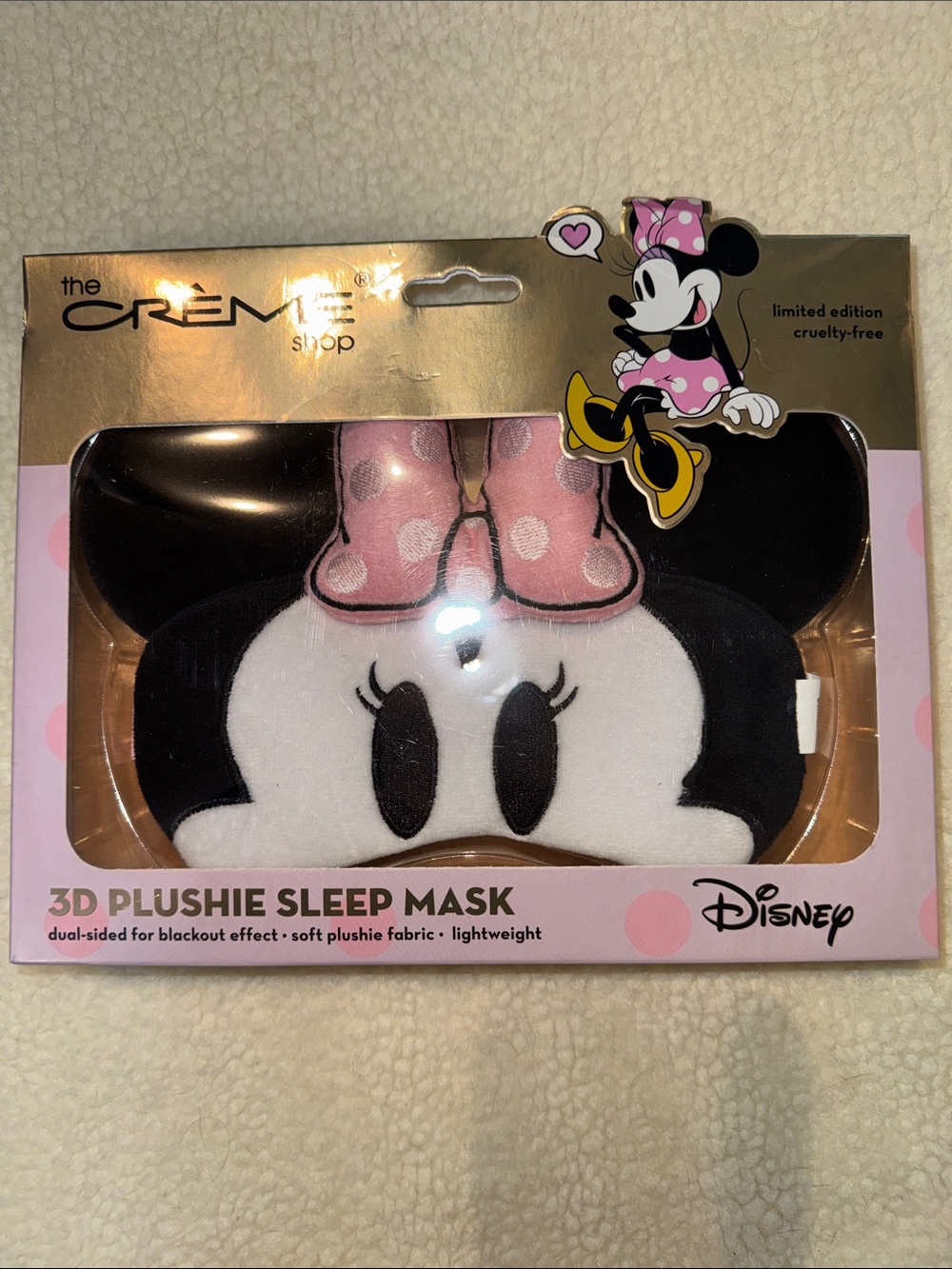 Disney Minnie Mouse Plush Sleep Mask - Pink, Black & White